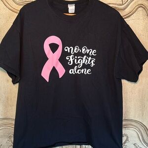 No One Fights Alone - Breast Cancer awareness Tee shirt - XL